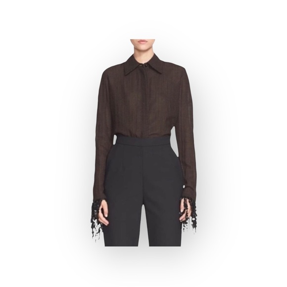 Luxury: Isa Arfen Ready To Wear ꧁ That 90'S Shirt Plaid Wool Sequins ꧂ Hot Choco - Picture 16 of 17